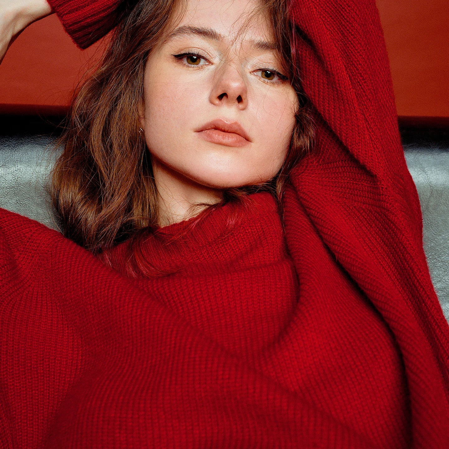 TOYOUTH Women Faux Mohair Knit Tops 2026 Spring New New Year Red Elegant Off-Shoulder Soft Cozy Blouses